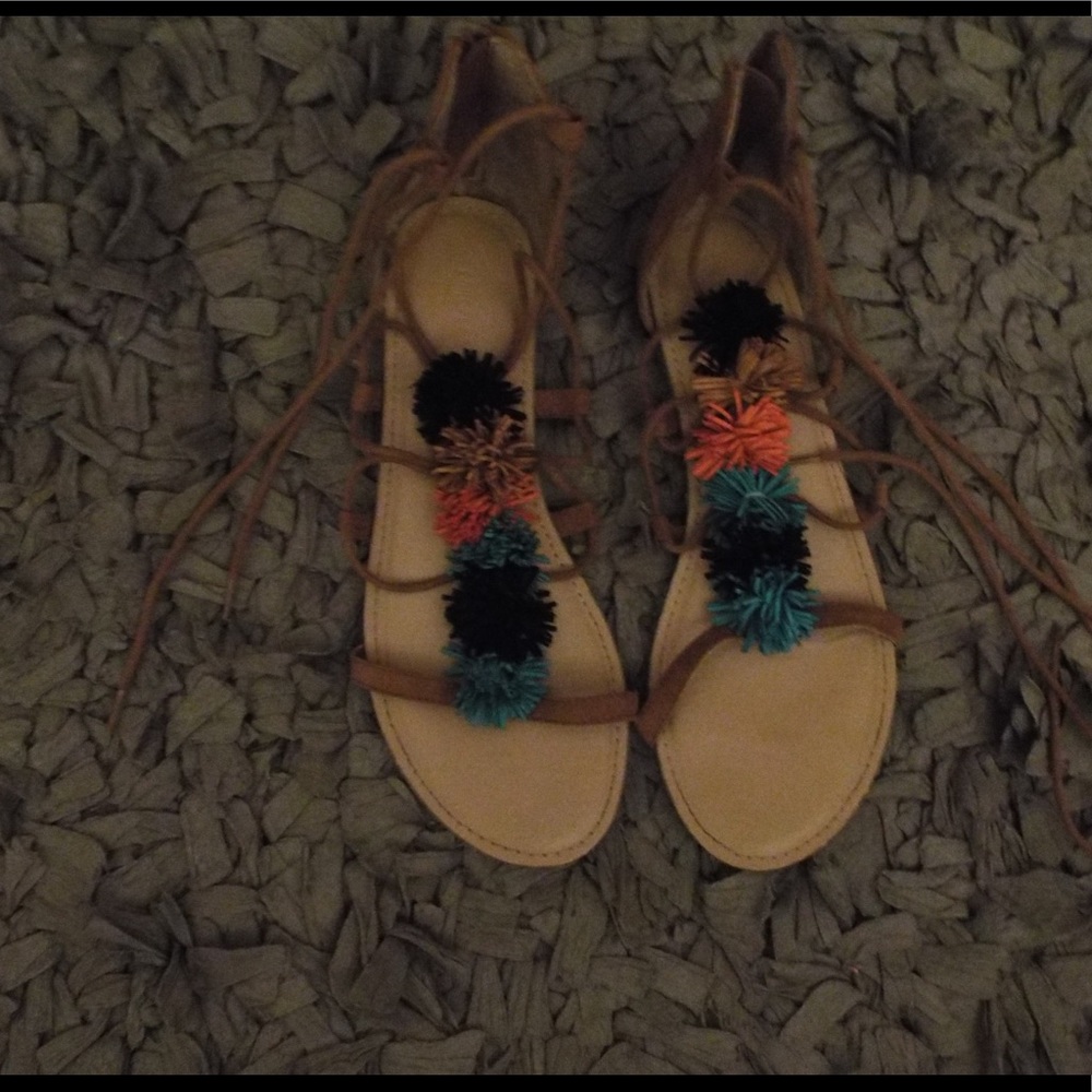 Target Pom Pom tie up sandals